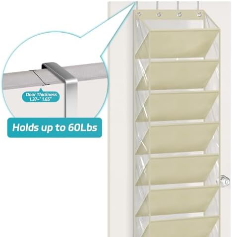 AOODA 10 Tier Clear Over the Door Shoe Organizer Storage, Deep Pockets Large Hanging Shoe Rack for Closet Door, Fit 20 Pairs Shoe Holder Hanger for Sneakers, Boots (Deep beige) - Image 6