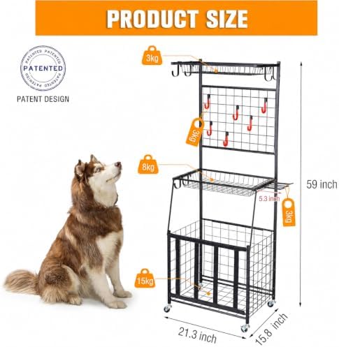 PLKOW Sports Equipment Storage for Garage, Indoor/Outdoor Sports Rack for Garage, Ball Storage Garage Organizer with Basket and Hooks,Toy/Sports Gear Storage - Image 3