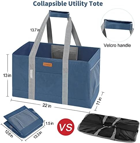 WONDAY DarkBlue Foldable Utility Tote Bag, Reusable Grocery Bag - Image 6