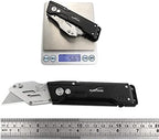 ALBATROSS UPK003 Folding Pocket Utility Knife,Quick Change Blades,Black Aluminum Handle, Blade Storage in Handle Design,5 Extra Blade Included, Used for Cartons, Cardboard and Boxes - Image 6