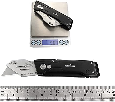 ALBATROSS UPK003 Folding Pocket Utility Knife,Quick Change Blades,Black Aluminum Handle, Blade Storage in Handle Design,5 Extra Blade Included, Used for Cartons, Cardboard and Boxes - Image 6