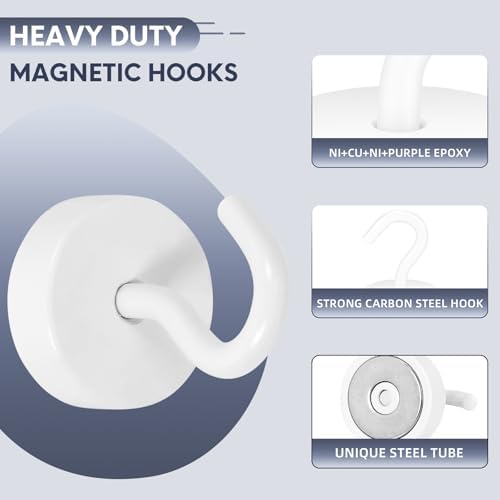 Neosmuk Magnetic Hooks Steel Tube Design for Cruise,40lb+ White,10 Pack - Image 5