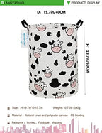 Round Laundry Basket Collapsible Storage Hamper Organizer Spotted Cow - Image 2