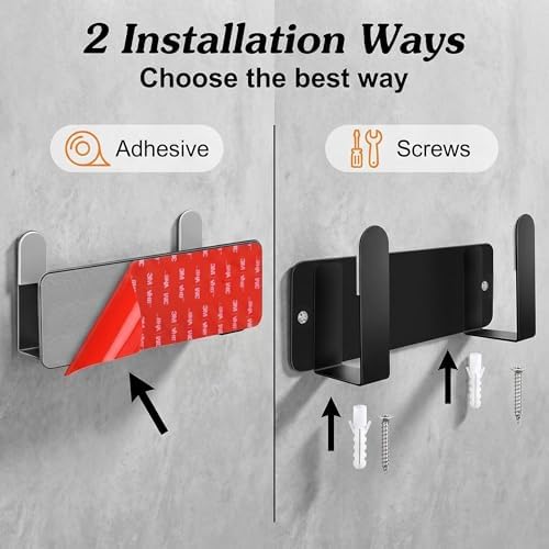 Bathroom Scale Holder Wall Mounted Pot Lid Holder, 304 Stainless Steel Multi-Functional Storage for Cutting Boards, Self-Adhesive & Screw Mounting, Kitchen Bathroom Organizer (Black) - Image 4