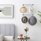 Hat Rack Wall Cap Organizer - Baseball Hat Racks Display Holder with 40 Hooks - Modern Metal Black Hats Storage Wall Mounted Caps Hanger Set of 4 for Closet Door Bedroom Entryway Laundry(Black) - Image 6