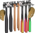 Baseball Bat Holder Wall Mount Softball Storage Hooks Metal Rack Hanger Fence on Wall Home and Field for Display Heavy Duty Steel Organizer Hanging Sports Equipment Holds 14 Bats Never Give UP by Sahans