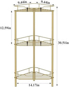 HuggieGems Metal Floor Standing Corner Shower Caddy, Gold, 3 Tier - Image 7