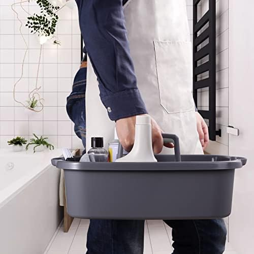 2-Pack Large Gray Cleaning Caddy for Cleaning Supplies with Handle - Portable Plastic Tote Organizer for Shower, Bathroom, Kitchen, Under Sink Storage - Image 4