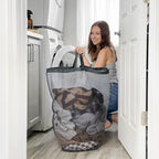 Goodpick 100L Large Rolling Laundry Basket with Wheels and Lid, Gray - Image 2