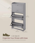 VASAGLE Shoe Storage Cabinet with 3 Flip Drawers, Slim, Holds 12‑20 Pairs - Image 3