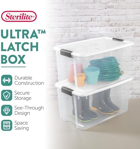 Sterilite 70 Qt Ultra™ Latch Box, Durable Clear Storage Bin w/ Lid, 6 Pack - Image 2