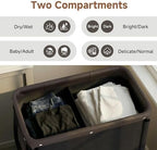 StorageWorks 2 Section Laundry Hamper, 100L Black Sorter Cart with Wheels - Image 4