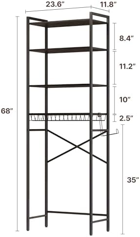 Gizoon Over-The-Toilet Storage Rack with Adjustable Shelf and Basket, 4-Tier Freestanding Space Saver Bathroom Shelves Above Toilet for Room - Image 2