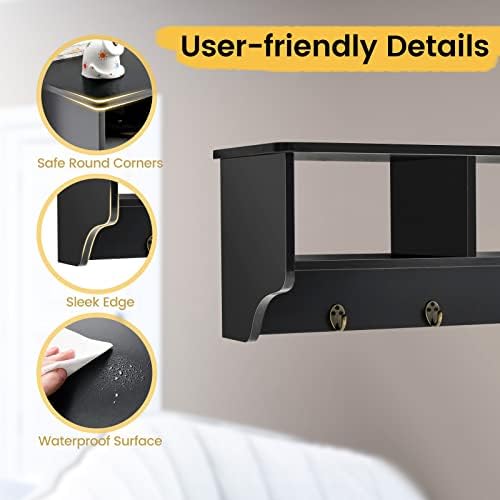 GIANTEX Coat Rack with Hooks Wall Mount, Wall Cubby Organizer with 4 Hooks - Image 6