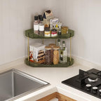 Lifewit 2 Tier Corner Bathroom Counter Organizers and Storage, Green - Image 6