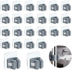 3-H 24-Pack Self Adhesive Broom Holder Wall Mount - Heavy Duty No Drill Broom Organizer for Garage Closet Kitchen, Plastic Storage Rack for Brooms Mops Tools, Peel and Stick Adhesive,Grey by 3-H