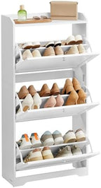 VASAGLE Shoe Storage Cabinet with 3 Flip Drawers, Slim, Holds 12‑20 Pairs by Unknown