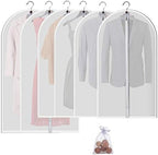 Mskitchen Garment Bags for Hanging Clothes, Clear Plastic Closet Storage Covers with Cedar Balls, 24" x 43"/54”, 6 Pack by MsKitchen