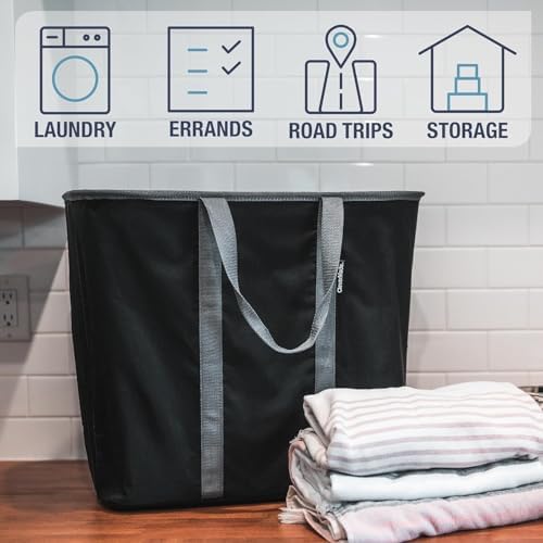 CleverMade Collapsible Laundry Caddy, 64L Pop-Up Hamper, 2 Pack, Charcoal - Image 4