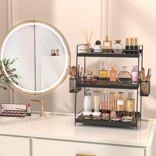 3 Tier Bathroom Counter Organizer with Side Baskets, Wooden Vanity Shelf - Image 5