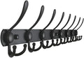 Dseap Coat Rack Wall Mount - 29.5” Long 8-Tri-Hooks Heavy Duty Coat Hanger Rail Wall Hooks for Hanging Coats Hats Clothing Clothes Purse Mudroom Entryway, Black by Dseap
