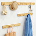 Forbena Natural Wood Coat Rack Wall Mount Set of 4, Wooden Wall Hooks for Bathroom Towels, Vertical Coat Hanger for Kids Room, Boys Girls Bedroom, Office, Entryway Keys Hats and Shoes -16 Hooks by Forbena