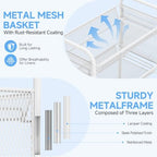 KINGRACK 5 Tier Rolling Cart, Metal Utility Storage Cart with Pegboard | Screwless Assembly, Lockable Wheels, 4 Hooks & 1 Bin, Mobile Organizer for Bathroom Kitchen Office Craft Room Laundry, White - Image 5