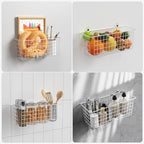 MaraFansie Wire Basket 4-Pack [Extra Large] Hanging Wall Organizer Cabinet Storage Basket Wall Mounted Shelves Rustic Farmhouse Decor for Home Kitchen Bathroom, White - Image 3