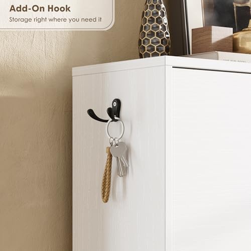 Nicetree Shoe Cabinet with 3 Flip Drawers, Narrow Shoe Organizer Cabinet, Freestanding Shoe Rack Cabinet, Modern Shoe Storage Cabinet for Entryway, Hallway, Foyer, White - Image 6