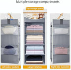 4-Shelf Hanging Closet Organizer and Storage with Side Pockets, Collapsible Closet Hanging Shelves for Storage, Grey - Image 5