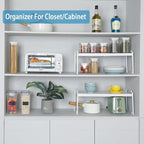 Set of 2 Expandable Kitchen Cabinet Shelves Organizers, Stackable Adjustable Small Storage Shelf Rack Stand For Pantry Cabinet Cupboard Kitchen Counter Organization, 22 lbs Capacity, Length:20.5" - Image 6
