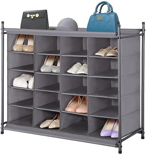 STORAGE MANIAC Stackable Shoe Cubby Organizer, Free Standing Shoe Cube Rack for Entryway, Bedroom, Apartment, Closet, 20-Cube Gray by STORAGEMANIAC