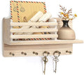 Rebee Vision Key Holder Wall Mount with Mail Slot for Room, Natural Wood by REBEEVISION