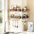 Amada Bathroom Shelves with Towel Bar, Set of 2, Rustic Brown - Image 6