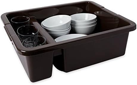 Rubbermaid Commercial Products Standard Divided Bus/Utility Box 7-Gallon Brown Plastic Heavy Duty Divided Restaurant Wash Basin/Dish Washing Tub for Cups/Plates/Bowls - Image 2