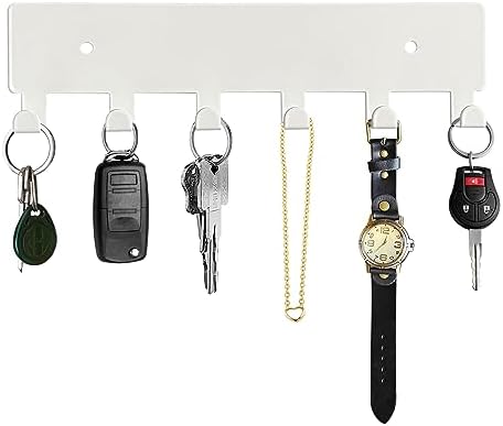 GTK Key Holder for Wall, Key Hooks with 6 Hooks, Wall Mounted Key Holder for Hallway, Self Adhesive Key Rack(White) by GTK