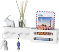 MKO Key Holder Wall Mount, Adhesive Key Hanger with 4 Hooks for Wall, White by MKO