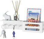 MKO Key Holder Wall Mount, Adhesive Key Hanger with 4 Hooks for Wall, White by MKO