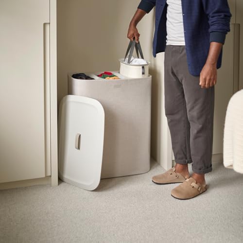 Joseph Joseph Tota Trio 90 liter/23.8 gallon Laundry Hamper Separation Basket with lid, 3 Removable Washing Bags with Handles- Ecru - Image 5