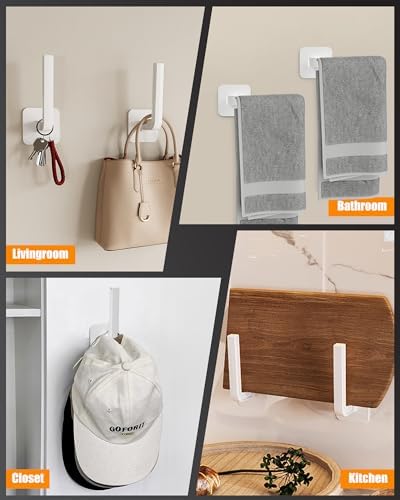 Hat Rack for Hat Storage (6-Pack), Multi-Purpose Hat Organizer, Strong Adhesive Hat Hooks for Wall Hat Organizer for Baseball Caps, Two Mounting Options Hat Hook, White - Image 4
