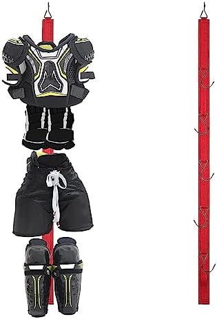 Hockey Hanger Portable Hanging Dryig Rack Hockey Gifts for Home and Outdoor Using in Ice Hockey Skating Football Camping Fishing 5 Hooks (Red) by JYSILIYH