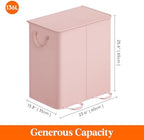 Lifewit Double Laundry Hamper with Lid, Removable Laundry Bags, Pink - Image 5