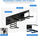 Hair Dryer Holder Wall Mounted,Blow Dryer, Curling Iron, Straightener Holder 3 in 1 Bathroom Metal Hair Tool Organizer Rack-BLACK-2 - Image 5