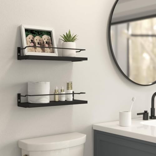 RICHER HOUSE Floating Shelves Bathroom, Small Wall Shelf Over Toilet 2 Set - Image 2