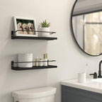 RICHER HOUSE Floating Shelves Bathroom, Small Wall Shelf Over Toilet 2 Set - Image 2