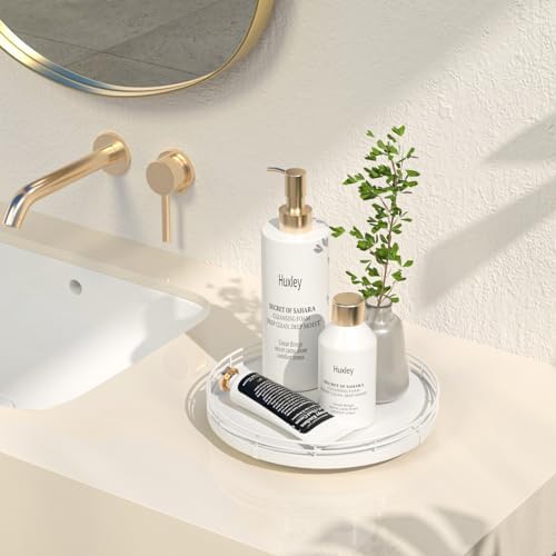 Oroyutor 9-Inch Oak Lazy Susan Vanity Tray, White Finish - Image 2