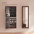 SONGMICS 6 LEDs Mirror Jewelry Cabinet, 47.2-Inch Tall, Lockable - Image 3
