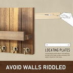 Rebee Vision Acacia Wood Key Holder Wall Mount with Shelf Home Decor, Brown - Image 6