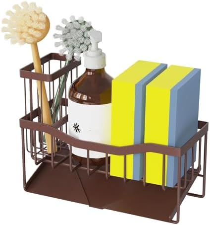 Fssvcd Maifan Sink Caddy Sponge Holder for Kitchen with Brush Holder and Stainless Steel Self Drain Tray, Rustproof Kitchen Sink Organizer for Sponge, Soap Dispenser Storage Accessories - Image 7