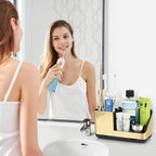 Toothbrush Holders for Bathroom Counter Organizer (Brushed Gold Grain) - Image 2